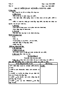 Giáo án lớp 9 môn Sinh học - Năm 2007 Tuần 9 