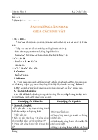 Giáo án lớp 9 môn Sinh học - Tiết 46: Ảnh hưở