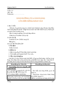 Giáo án lớp 9 môn Sinh học - Tuần 23 - Tiết 44 - Ảnh hưởng của ánh sáng lên đời sống sinh vật