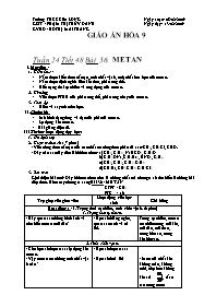 Giáo án Hoá học 9 - Trường THCS Kim Long - Tiết 48 - Bài 36: Metan
