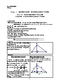 Bài soạn Hình học lớp 9 - Tiết 1, 2: Một số hệ thức về cạnh và đường cao trong tam giác vuông