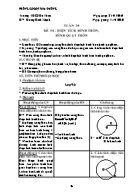 Bài soạn môn Hình học 9 - Trường THCS Hồ Thầu - Tiết 54: Diện tích hình tròn, hình quạt tròn
