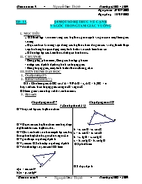 Giáo án Hình học lớp 9 - Năm học 2008 - 2009 - Tiết 11: Một số hệ thức về cạnh và góc trong tam giác vuông