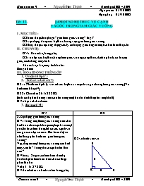 Giáo án Hình học lớp 9 - Năm học 2008 - 2009 - Tiết 12: Một số hệ thức về cạnh và góc trong tam giác vuông