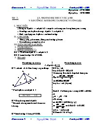 Giáo án Hình học lớp 9 - Năm học 2008 - 2009 - Tiết 2: Một số hệ thức về cạnh và đường cao trong tam giác vuông (tiết 2)