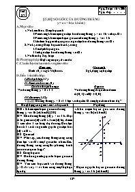 Giáo án môn Đại số 9 - Tuần 14 - Tiết 27: Hệ số góc của đường thẳng y = ax + b (a khác 0)