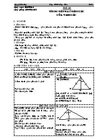 Giáo án môn Hình học 7 - Tiết 58: Tính chất tia phân giác của tam giác