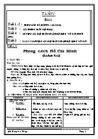 Giáo án Ngữ văn khối 9 - Tiết 1, 2: Phong cách Hồ Chí Minh