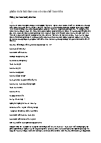 Giáo án môn Ngữ văn 9 - Phân tích bài thơ con cò của chế lan viên
