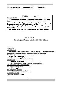 Giáo án môn Ngữ văn khối 9 - Bài 1 - Tiết 1: Văn bản: Phong cách Hồ Chí Minh